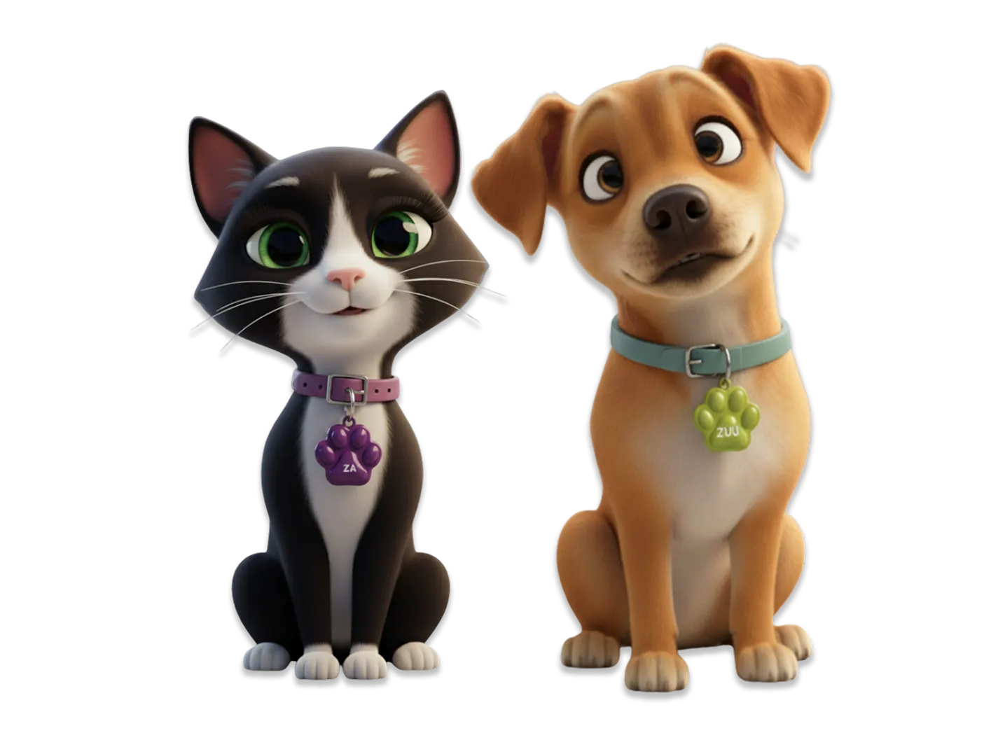 Gato e cachorro sendo cuidados em casa